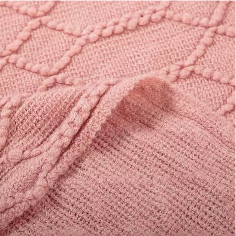 Nordic Knitted Throw Blanket with Tassels