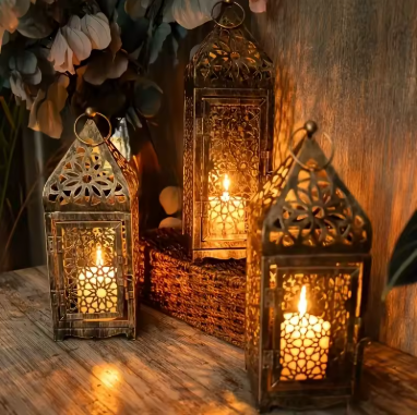 Vintage Iron Lantern Candle Holder