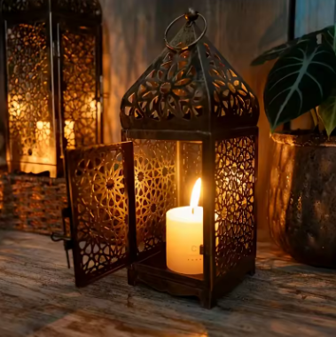 Vintage Iron Lantern Candle Holder