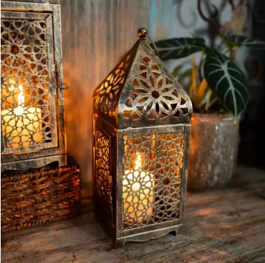 Vintage Iron Lantern Candle Holder