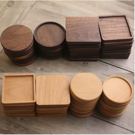 Solid Wood Coasters – Beech, Ebony, or Walnut (1PCS)