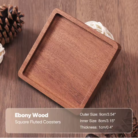 Solid Wood Coasters – Beech, Ebony, or Walnut (1PCS)