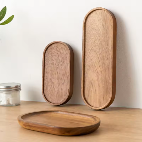 Wooden Dessert Plate – Japanese-Style Solid Wood Tray