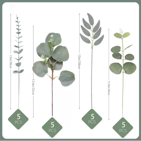 Eucalyptus Leaf Set – 20-Piece Artificial Stem Bundle