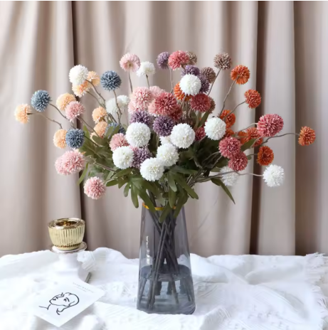 Dandelion Bloom Bouquet – 5-Head Artificial Flower Arrangement