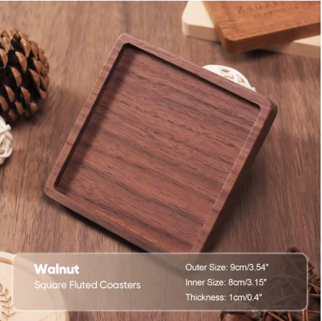 Solid Wood Coasters – Beech, Ebony, or Walnut (1PCS)