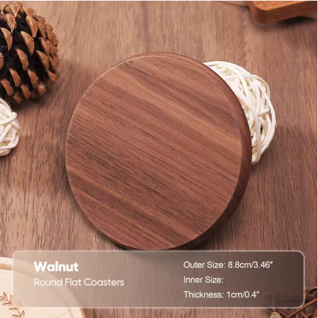 Solid Wood Coasters – Beech, Ebony, or Walnut (1PCS)